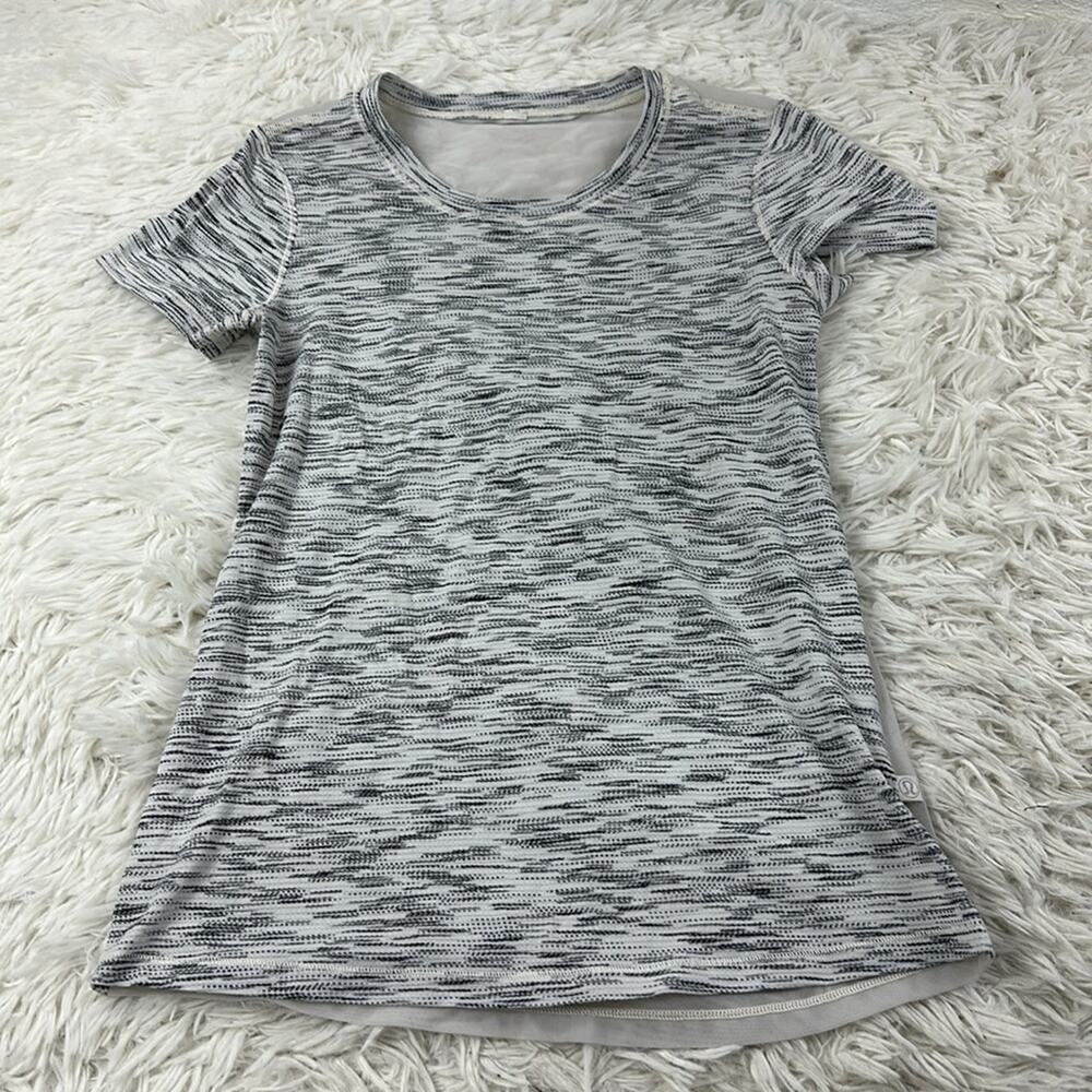 Lululemon Beat The Heat Short Sleeve (Silver) Tiger Space Dye Black White